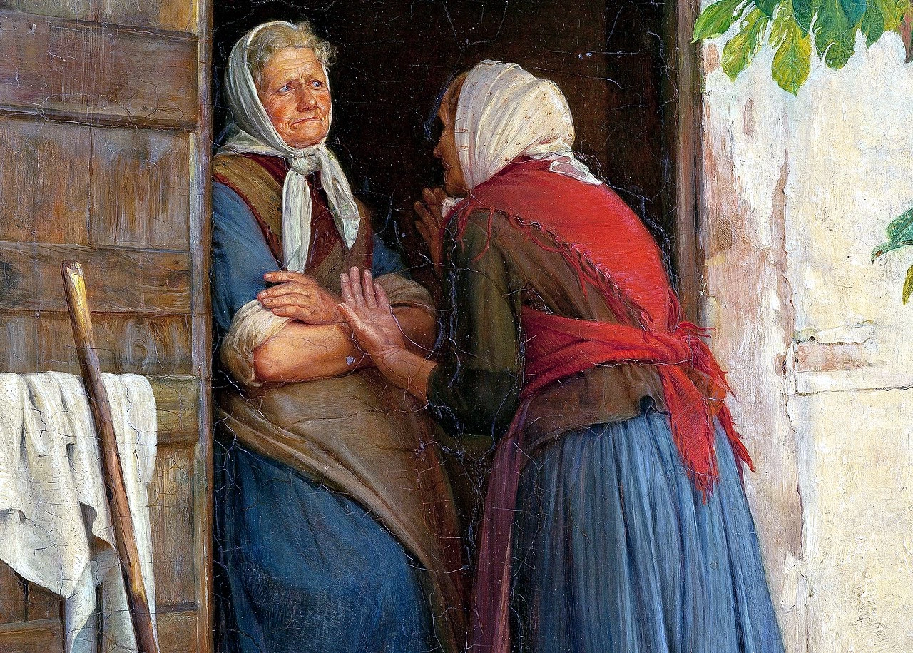 Due mogli che parlano insieme, 1874 - Nivaagaards Malerisamling, dettaglio